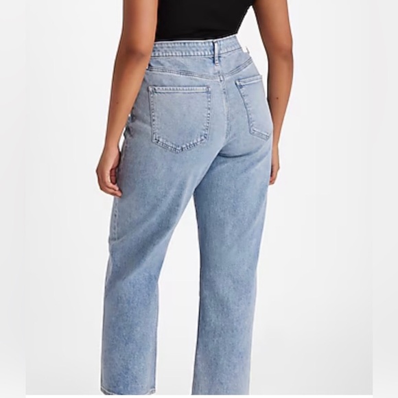 Button fly Relaxed Straight Ankle Blue Women's Express Jeans - Picture 2 of 5